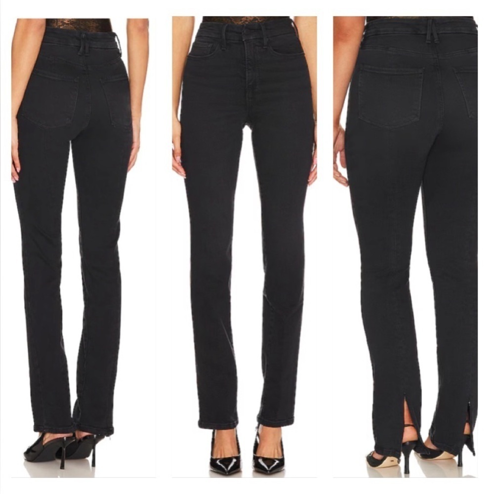 Good American Straight Leg Jeans in Black